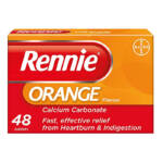 Rennie Orange 48 Chewable Tablets for Indigestion Heartburn Antacid