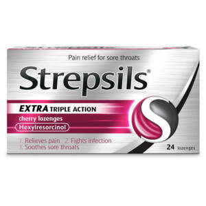 Strepsils Extra Triple Action Cherry Lozenges - 24 Lozenges